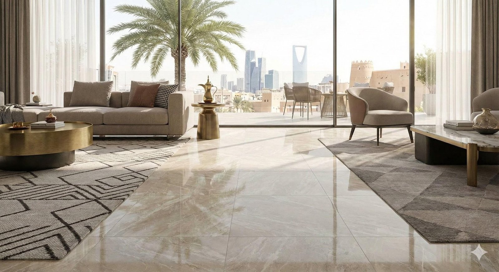 مجلس فاخر بأرضيات رخامية من Q Tiles